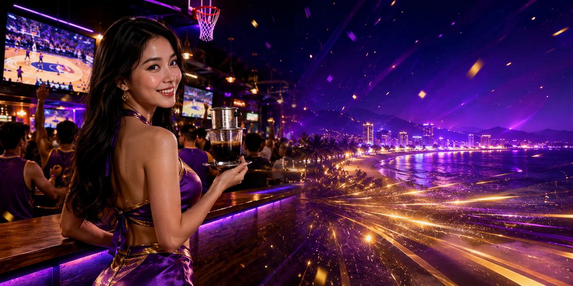 Người dùng tại Nha Trang xem bóng rổ và cá cược tại quán cà phê